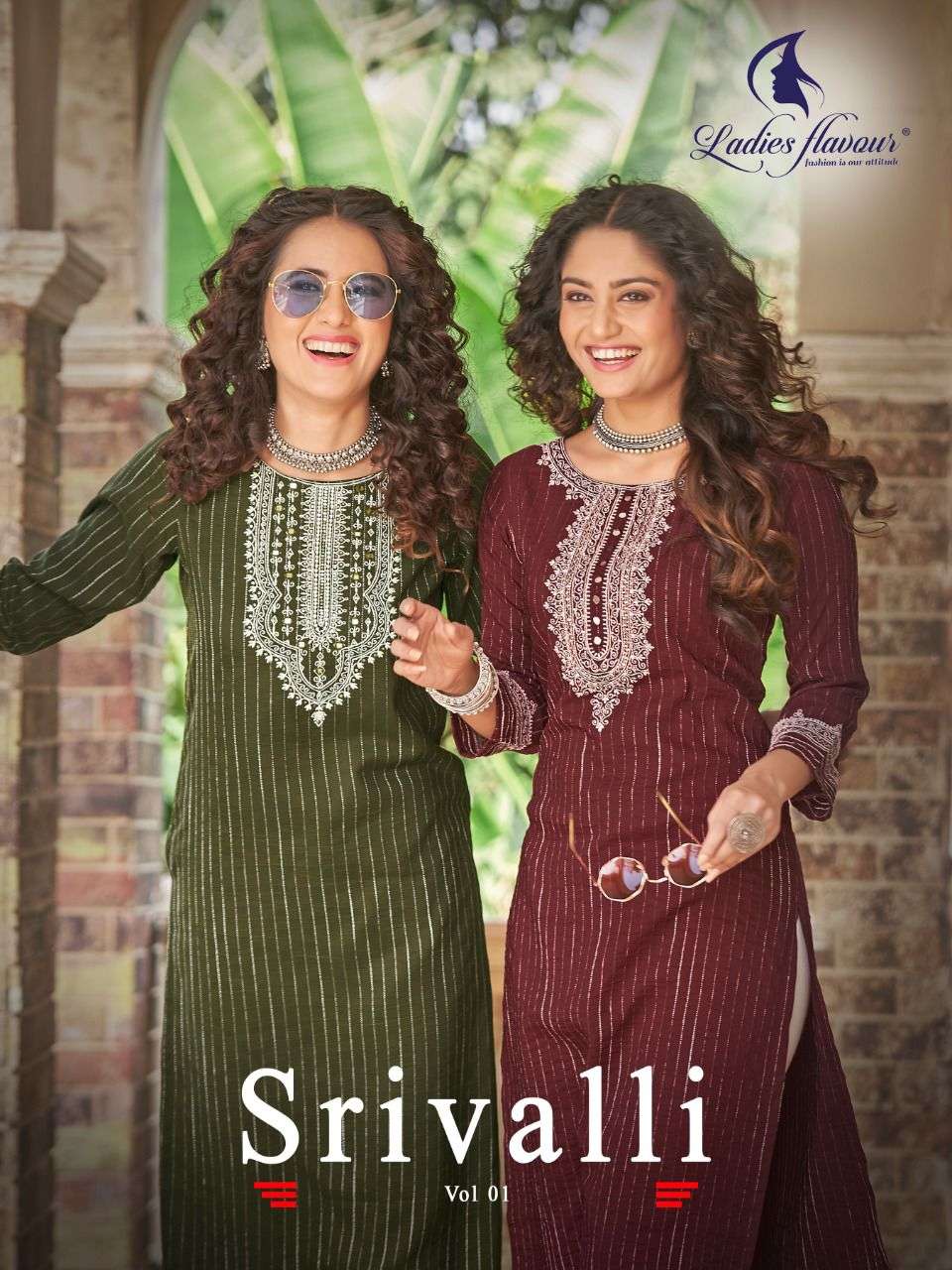 LADIES FLAVOUR PRESENTS SRIVALLI 1 RAYON VISCOSE EMBROIDERY WHOLESALE KURTI